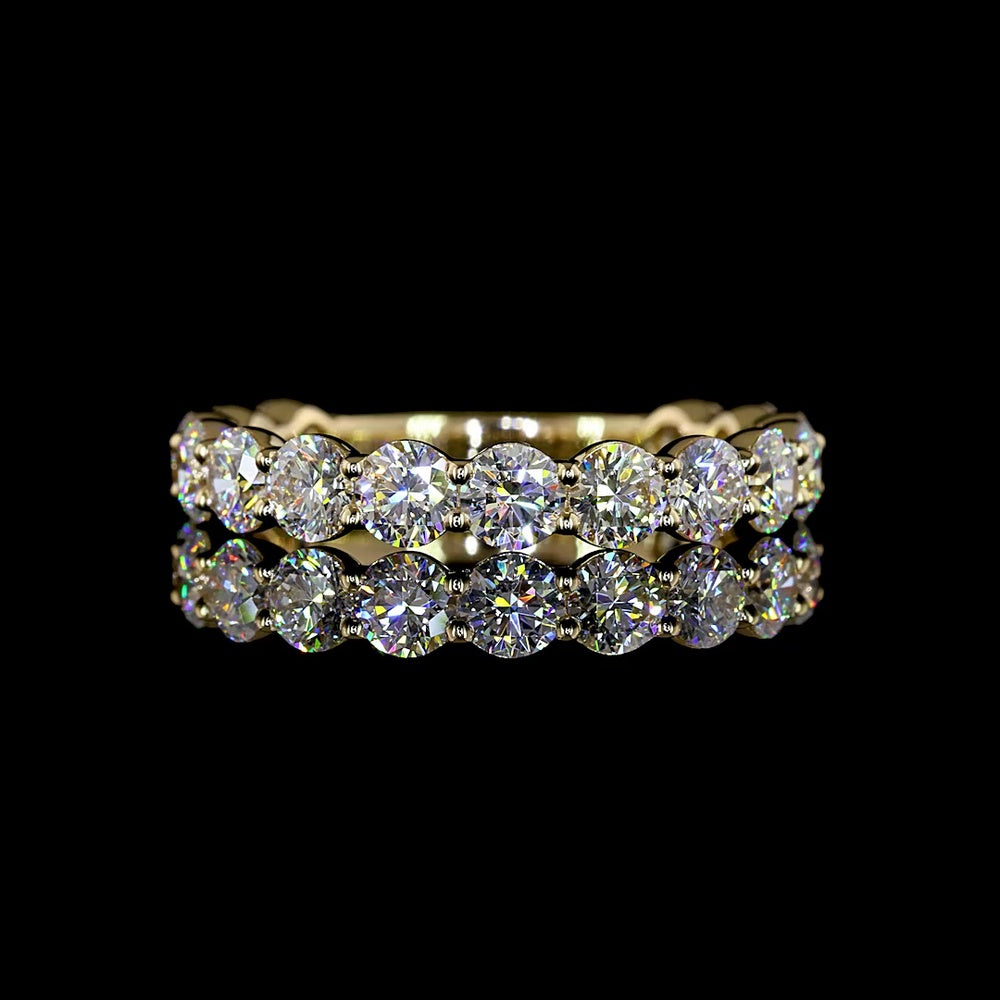 14K Yellow Gold 3/4 Round Eternity Band with 15 Round Brilliant Cut Lab Diamonds - 2.13 Carats Total Diamond Weight - Covaloro Fine Jewelry