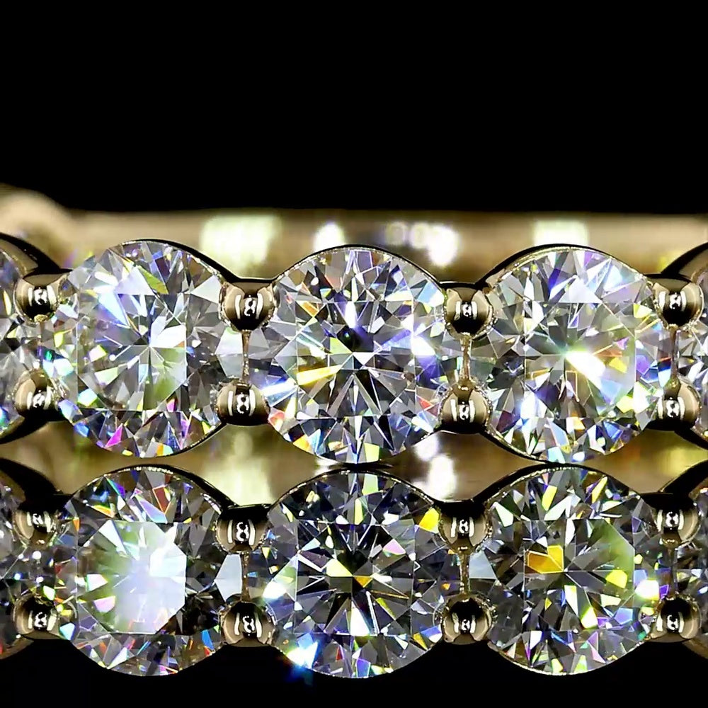 14K Yellow Gold 3/4 Round Eternity Band with 15 Round Brilliant Cut Lab Diamonds - 2.13 Carats Total Diamond Weight - Covaloro Fine Jewelry