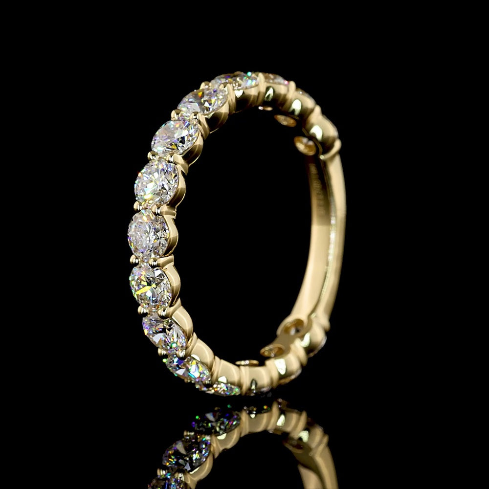 14K Yellow Gold 3/4 Round Eternity Band with 15 Round Brilliant Cut Lab Diamonds - 2.13 Carats Total Diamond Weight - Covaloro Fine Jewelry