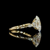 14K Yellow Gold 3.48 Carat Oval Cut Lab Diamond Statement Ring with Marquise and Round Accents - F VS1 Center - Covaloro Fine Jewelry