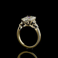 14K Yellow Gold 3.52 Carats Lab Diamond Ring with Radiant Cut Center, Round and Marquise Side Stones - E-F VS1 Quality - Covaloro Fine Jewelry
