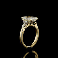 14K Yellow Gold 3.52 Carats Lab Diamond Ring with Radiant Cut Center, Round and Marquise Side Stones - E-F VS1 Quality - Covaloro Fine Jewelry