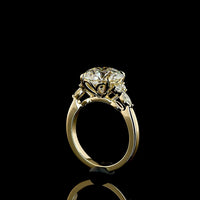 14K Yellow Gold 3.57 Carats Special Ring with 3.33 Carats Round Brilliant Lab Diamond and Marquise & Round Accent Diamonds - Covaloro Fine Jewelry