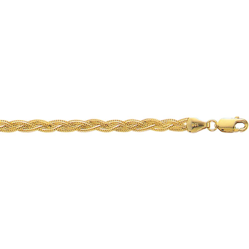 14K Yellow Gold 3.5mm Braided Fox Chain Bracelet with Diamond-Cut Finish - 10" by Orozza Fine Jewelry