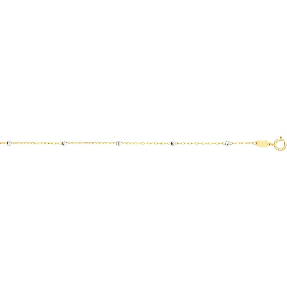 14K Yellow Gold 3.5mm Diamond Cut Bead Saturn Chain Necklace - 16" by Orozza Fine Jewelry