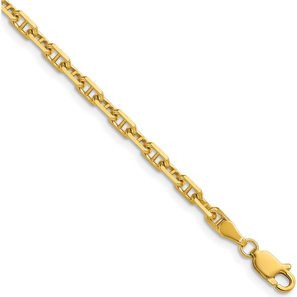 14K Yellow Gold 3.5mm Diamond-Cut Mariner Anchor Chain Bracelet - 7" Length by Oro Pregiato