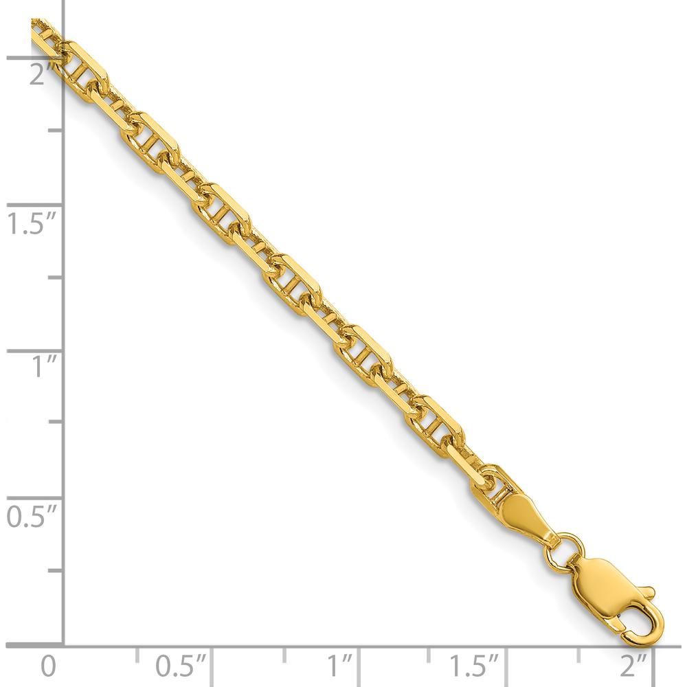 14K Yellow Gold 3.5mm Diamond-Cut Mariner Anchor Chain Bracelet - 7" Length by Oro Pregiato