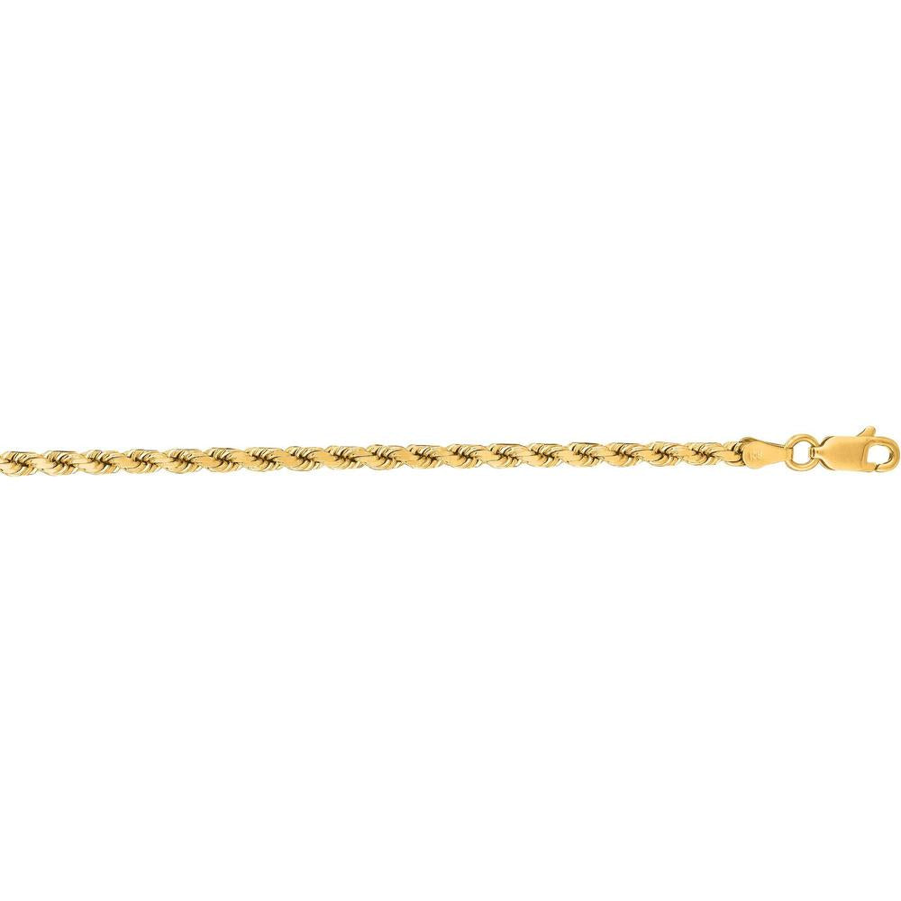 14K Yellow Gold 3.5mm Diamond Cut Rope Chain Necklace - 24" Length by Orozza Fine Jewelry