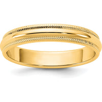 14K Yellow Gold 3.5mm Milgrain Half Round Band Size 7 by Luciano & Cie