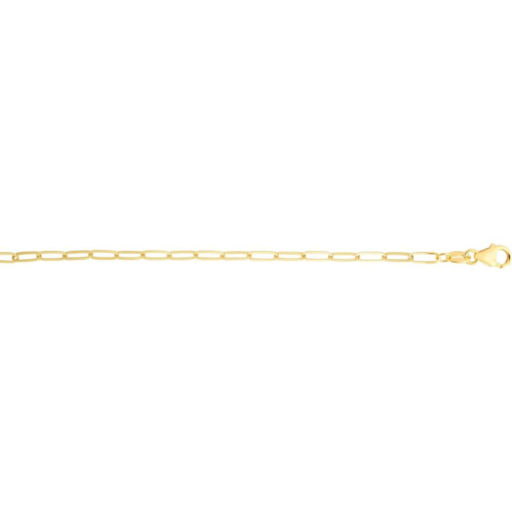 14K Yellow Gold 3.5mm Paperclip Chain Bracelet with Polished Finish - 7.25" by Orozza Fine Jewelry
