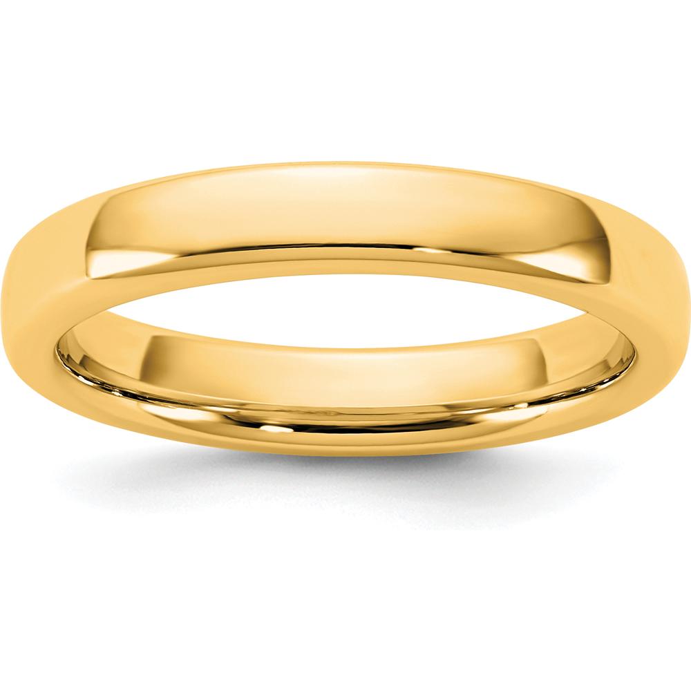 14K Yellow Gold 3.5mm Polished European Comfort Fit Domed Band Ring by Luciano & Cie