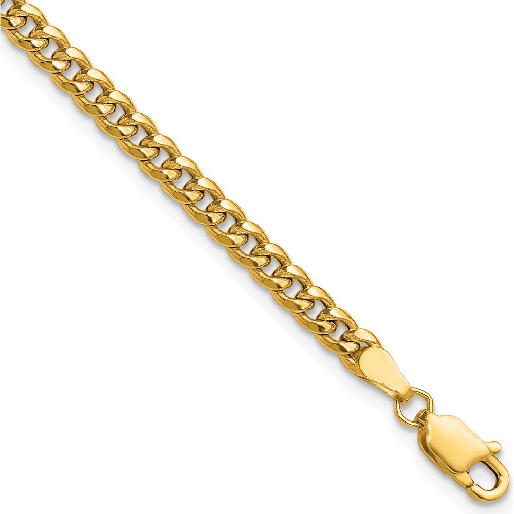 14K Yellow Gold 3.5mm Semi-Solid Miami Cuban Chain - 7 Inches by Oro Pregiato