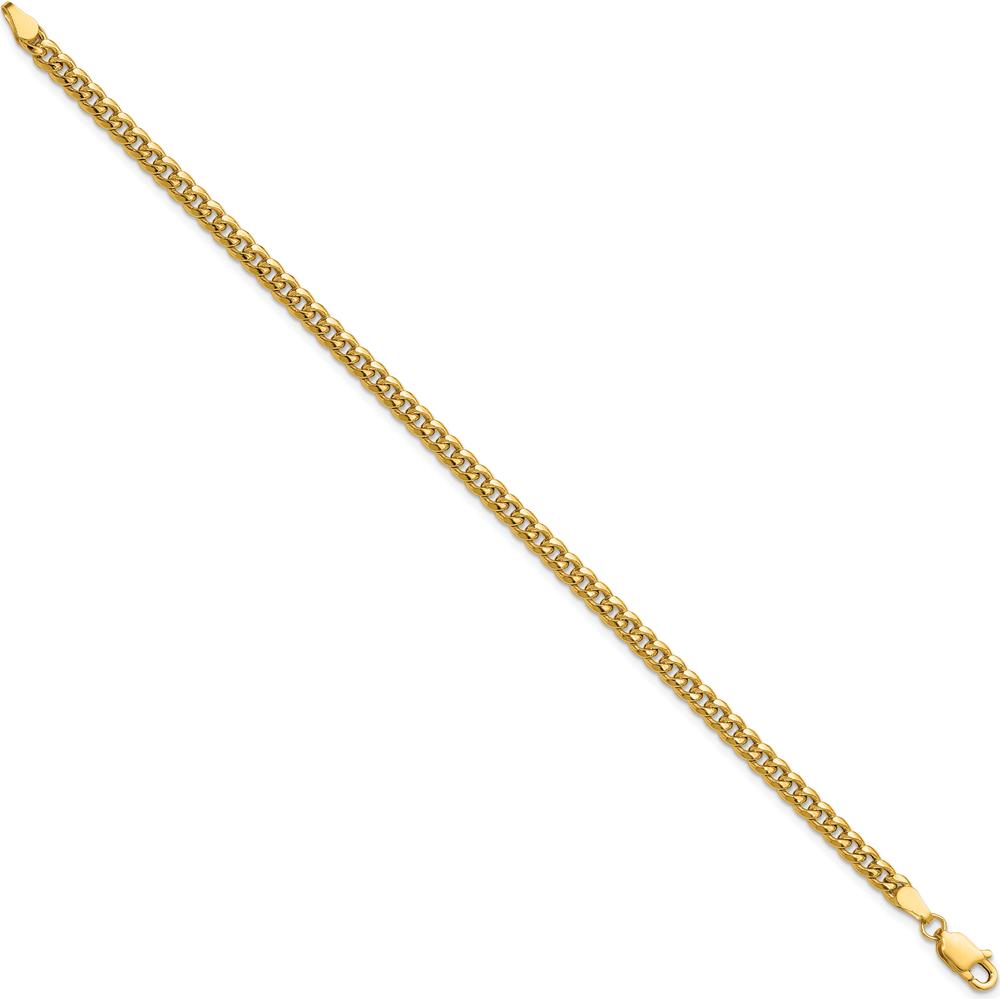 14K Yellow Gold 3.5mm Semi-Solid Miami Cuban Chain - 7 Inches by Oro Pregiato