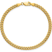 14K Yellow Gold 3.5mm Semi-Solid Miami Cuban Chain - 7 Inches by Oro Pregiato