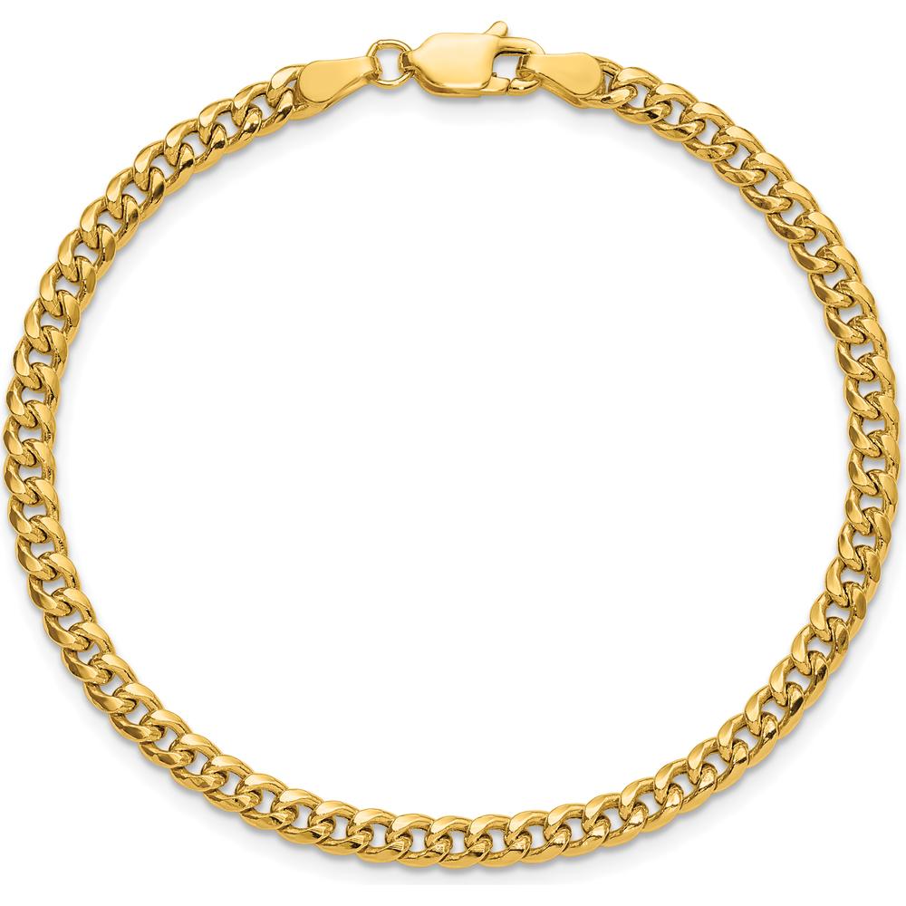 14K Yellow Gold 3.5mm Semi-Solid Miami Cuban Chain - 7 Inches by Oro Pregiato