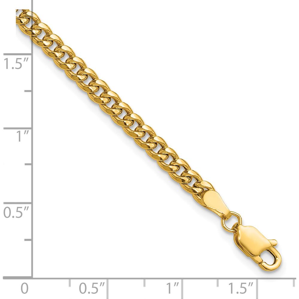 14K Yellow Gold 3.5mm Semi-Solid Miami Cuban Chain - 7 Inches by Oro Pregiato