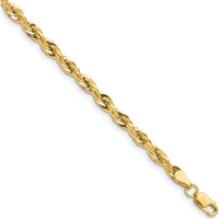 14K Yellow Gold 3.5mm Semi-Solid Rope Chain Bracelet with Lobster Clasp - 7-inch by Oro Pregiato