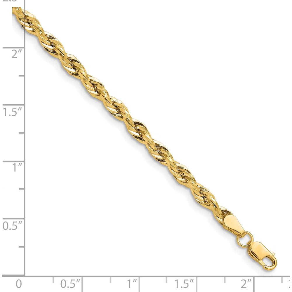14K Yellow Gold 3.5mm Semi-Solid Rope Chain Bracelet with Lobster Clasp - 7-inch by Oro Pregiato