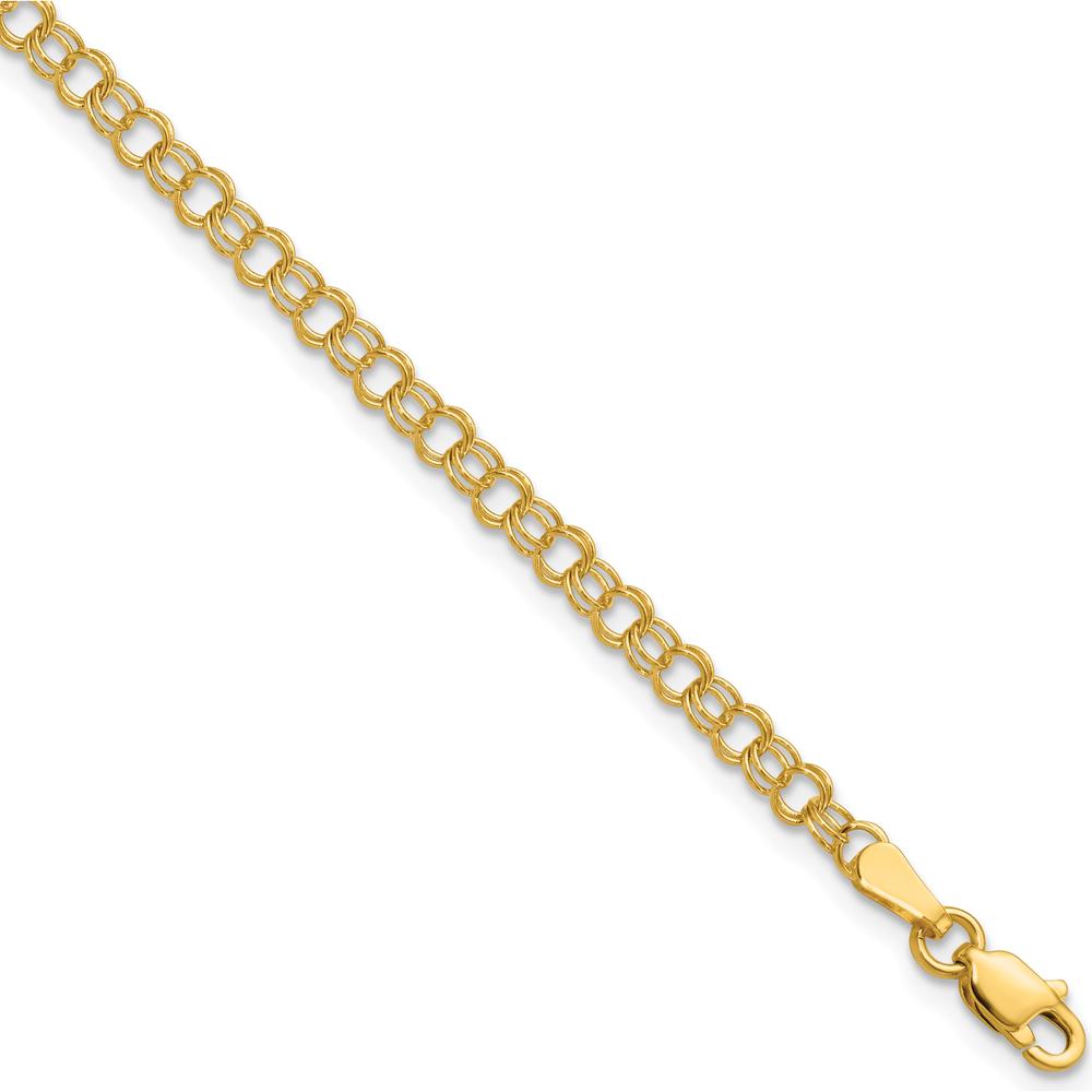 14K Yellow Gold 3.5mm Solid Double Link Charm Bracelet for Children - 5.5" Length by Oro Pregiato