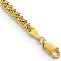 14K Yellow Gold 3.5mm Solid Miami Cuban Chain Anklet - 9 inches by Oro Pregiato