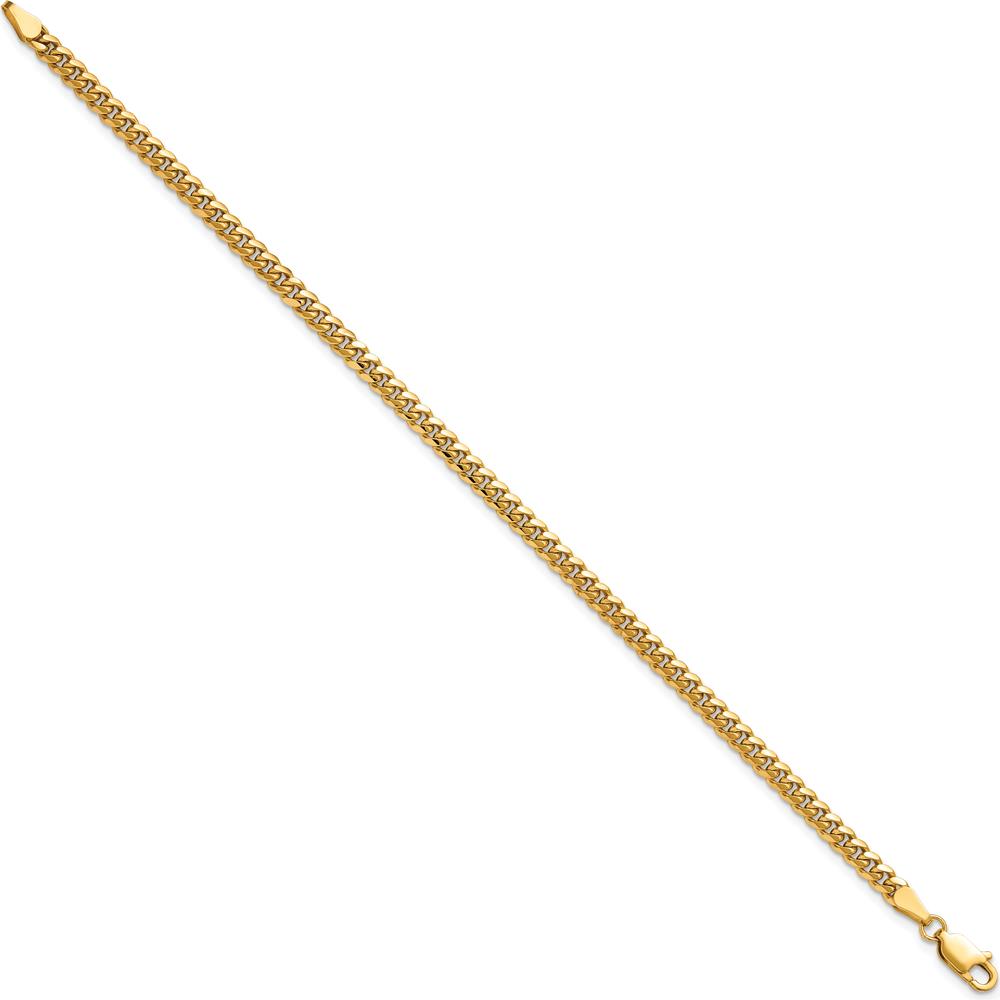 14K Yellow Gold 3.5mm Solid Miami Cuban Chain Anklet - 9 inches by Oro Pregiato