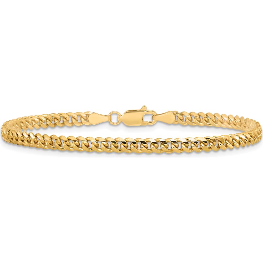 14K Yellow Gold 3.5mm Solid Miami Cuban Chain Anklet - 9 inches by Oro Pregiato