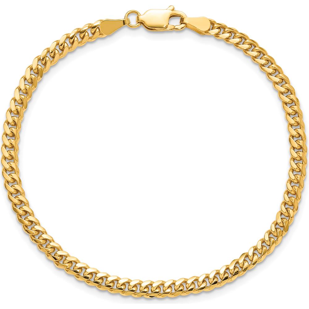 14K Yellow Gold 3.5mm Solid Miami Cuban Chain Anklet - 9 inches by Oro Pregiato
