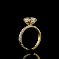 14K Yellow Gold 3.61 Carat Total Weight Round Brilliant Lab Diamond Solitaire Shank Ring with E-VVS2 Center and 12 Accent Stones - IGI Certified - Covaloro Fine Jewelry