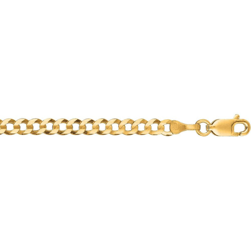 14K Yellow Gold 3.6mm Comfort Curb Chain Necklace with Lobster Lock - 18" by Orozza Fine Jewelry