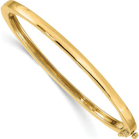 14K Yellow Gold 3.6mm Polished Solid Hinged Oval Bangle Bracelet by Oro Pregiato