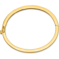 14K Yellow Gold 3.6mm Polished Solid Hinged Oval Bangle Bracelet by Oro Pregiato
