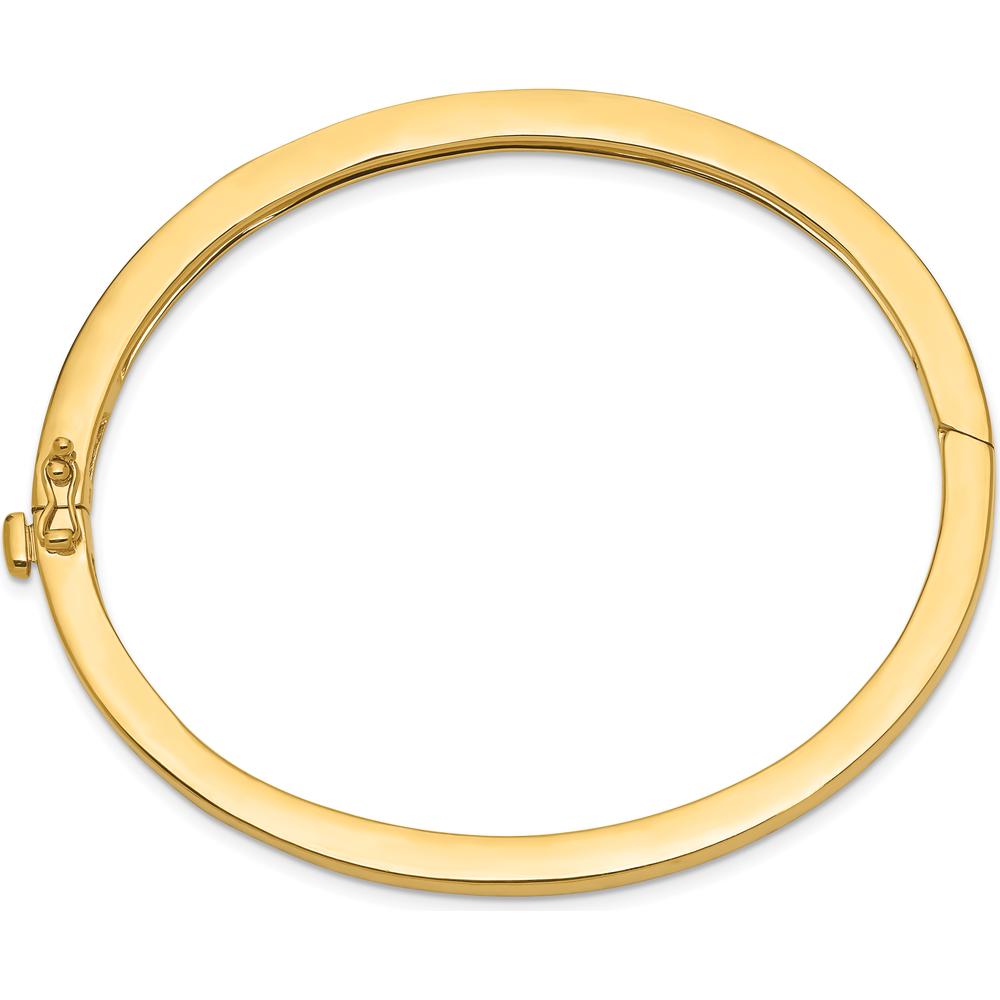14K Yellow Gold 3.6mm Polished Solid Hinged Oval Bangle Bracelet by Oro Pregiato
