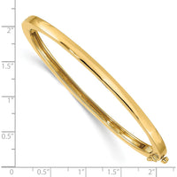 14K Yellow Gold 3.6mm Polished Solid Hinged Oval Bangle Bracelet by Oro Pregiato
