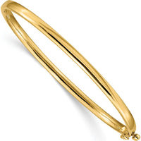 14K Yellow Gold 3.6mm Polished Solid Hinged Oval Bangle Bracelet by Oro Pregiato
