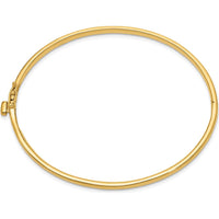 14K Yellow Gold 3.6mm Polished Solid Hinged Oval Bangle Bracelet by Oro Pregiato