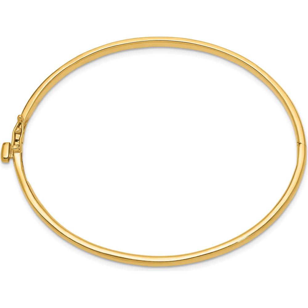 14K Yellow Gold 3.6mm Polished Solid Hinged Oval Bangle Bracelet by Oro Pregiato