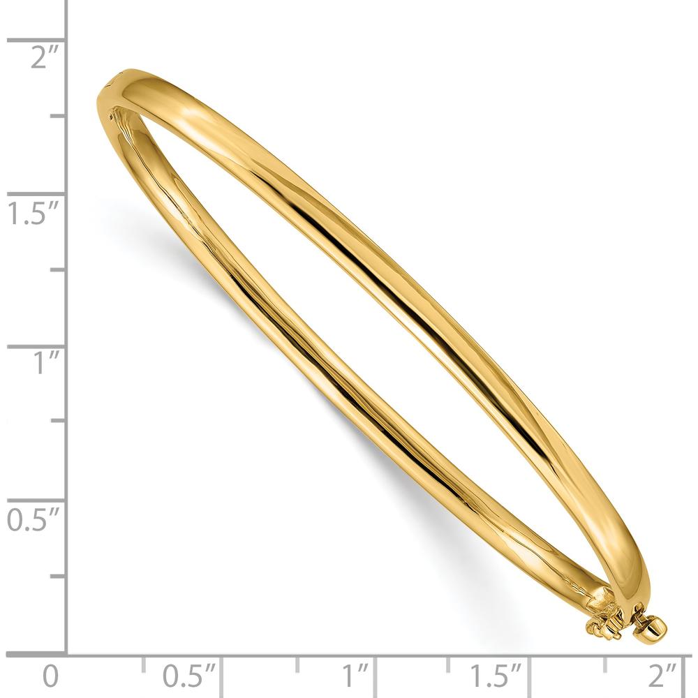 14K Yellow Gold 3.6mm Polished Solid Hinged Oval Bangle Bracelet by Oro Pregiato