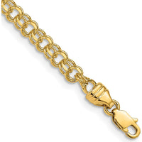 14K Yellow Gold 3.75mm Diamond-Cut Solid Heavy Double Link 7" Charm Bracelet by Oro Pregiato