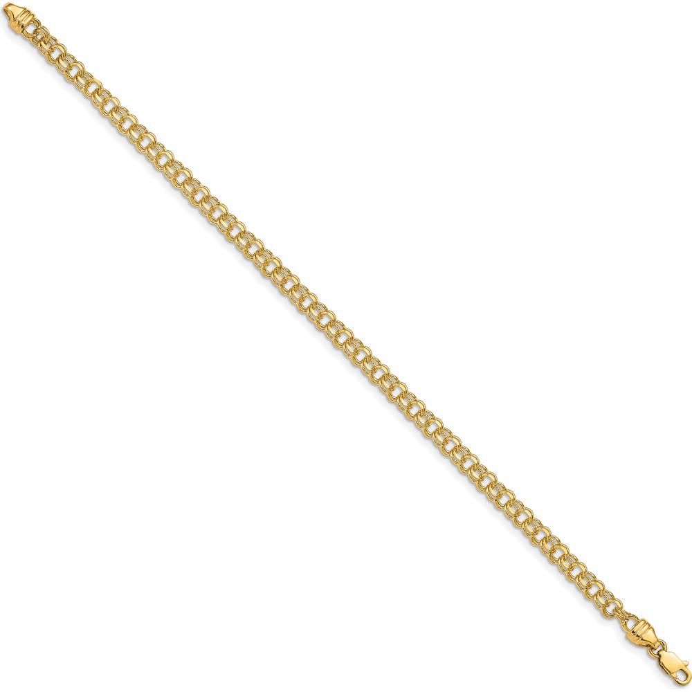 14K Yellow Gold 3.75mm Diamond-Cut Solid Heavy Double Link 7" Charm Bracelet by Oro Pregiato