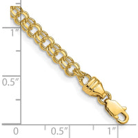 14K Yellow Gold 3.75mm Diamond-Cut Solid Heavy Double Link 7" Charm Bracelet by Oro Pregiato