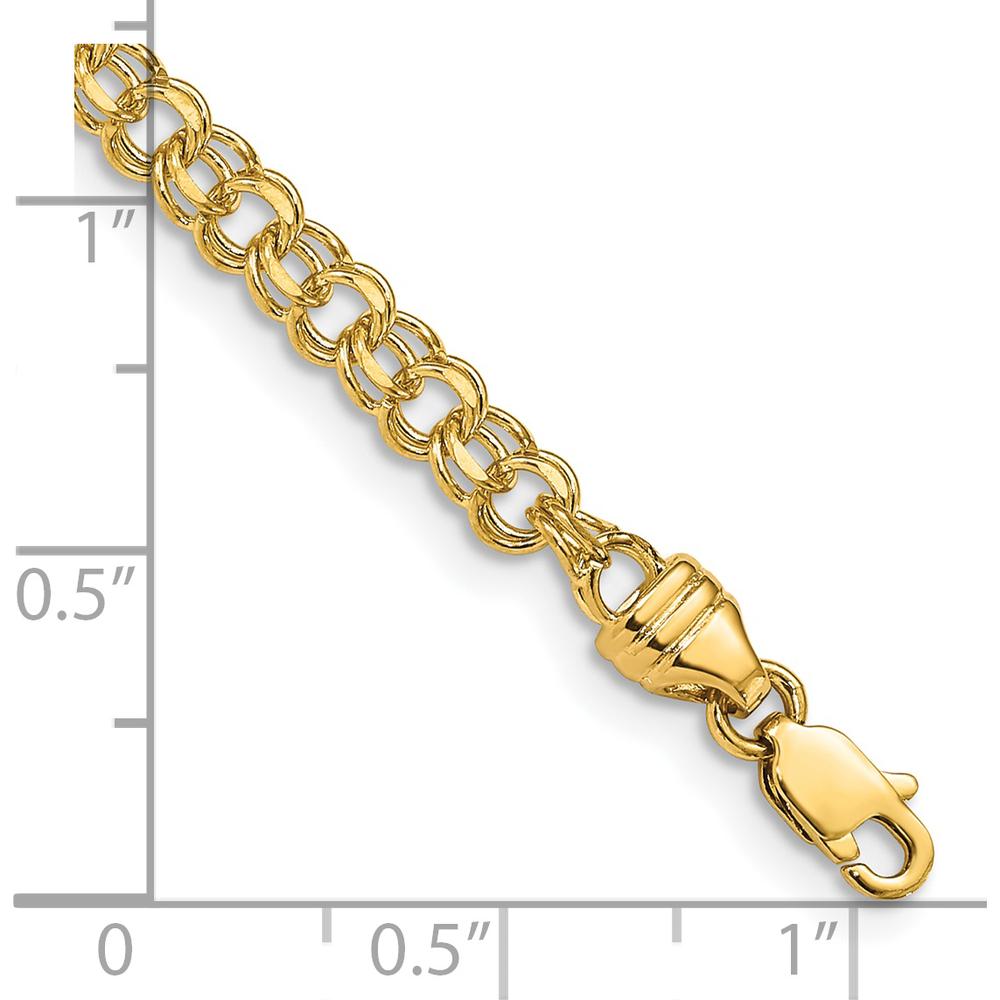 14K Yellow Gold 3.75mm Diamond-Cut Solid Heavy Double Link 7" Charm Bracelet by Oro Pregiato