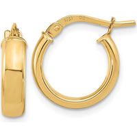 14K Yellow Gold 3.7mm Polished Hoop Earrings - Classic Design by 0