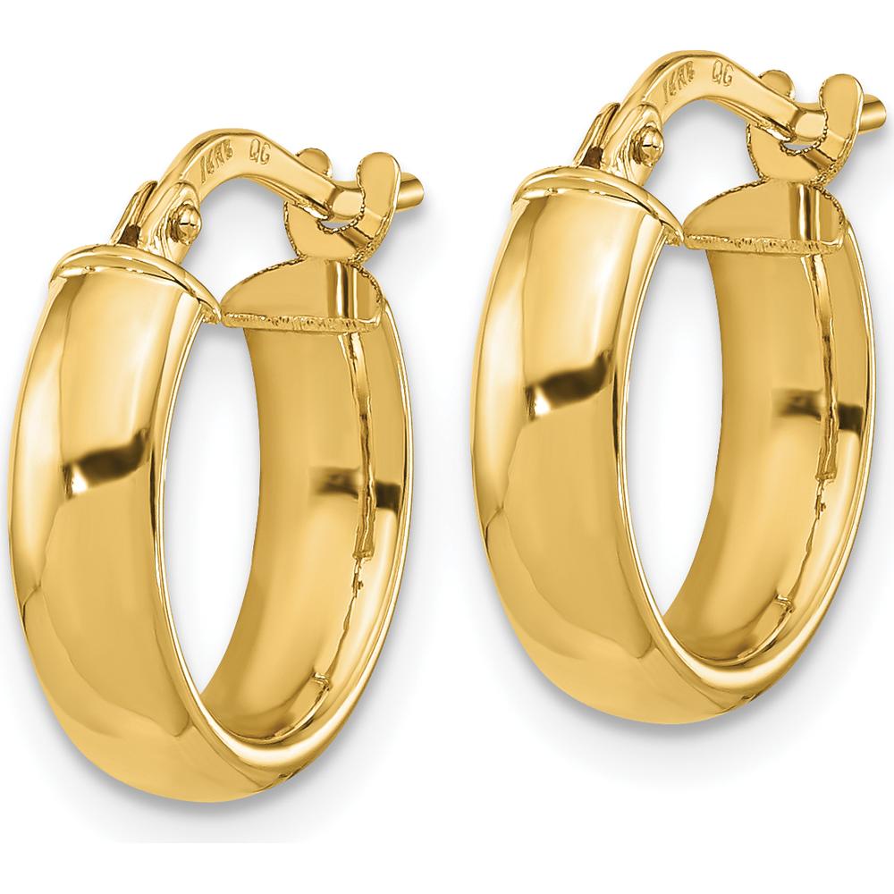14K Yellow Gold 3.7mm Polished Hoop Earrings - Classic Design by 0