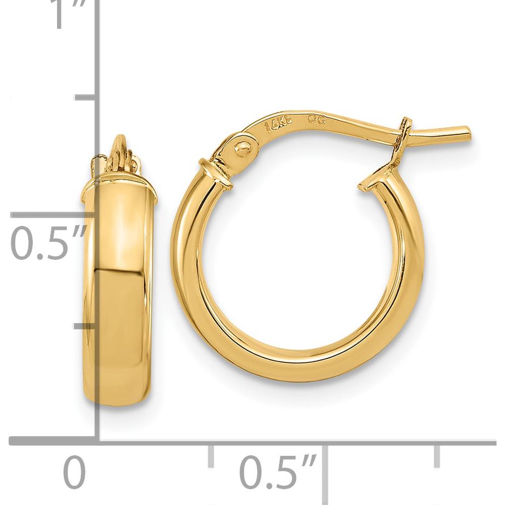 14K Yellow Gold 3.7mm Polished Hoop Earrings - Classic Design by 0