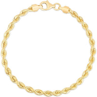 14K Yellow Gold 3.7mm Silk Rope Chain Necklace - 20" Polished Finish by Orozza Fine Jewelry