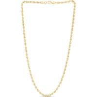 14K Yellow Gold 3.7mm Silk Rope Chain Necklace - 22" by Orozza Fine Jewelry