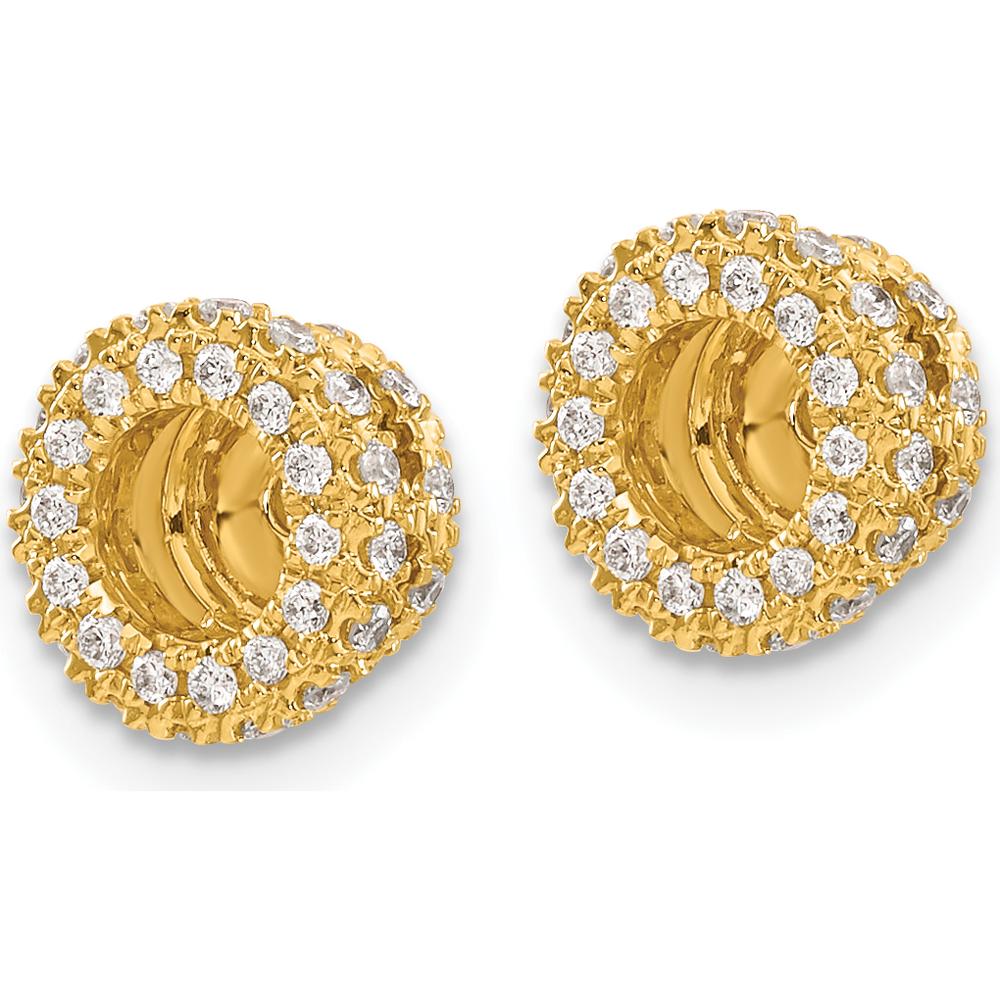 14K Yellow Gold 3/8 Carats Diamond Earring Jackets with Cluster Set Round Diamonds - 0.18 Carats Total Diamond Weight by Monteluci Fine Jewelry