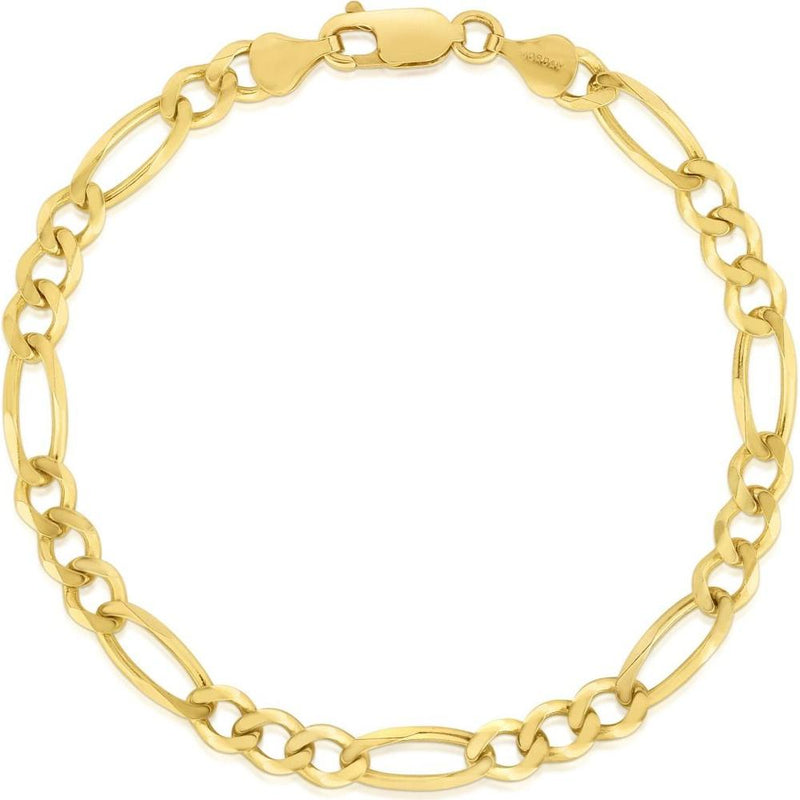 14K Yellow Gold 3.8mm Polished Figaro Chain Bracelet - 7" by Orozza Fine Jewelry