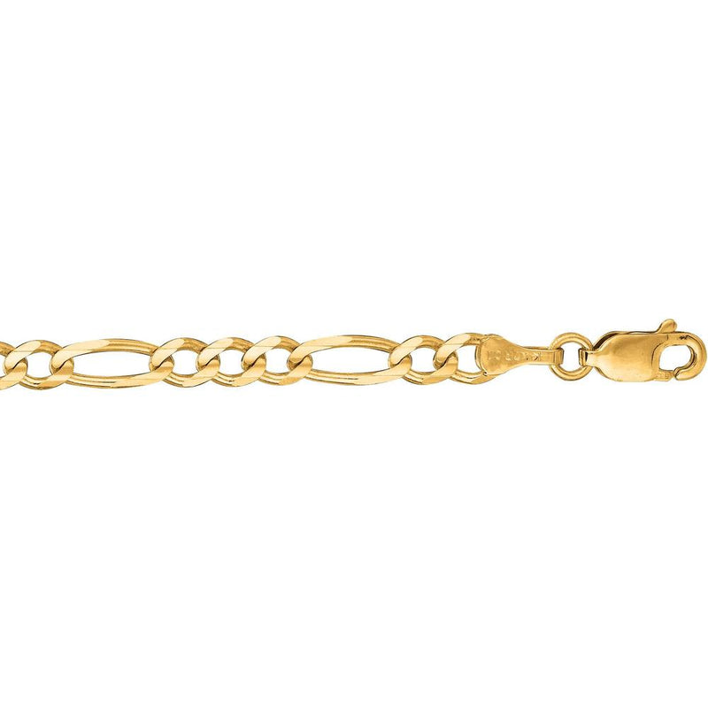 14K Yellow Gold 3.8mm Polished Figaro Chain Bracelet - 7" by Orozza Fine Jewelry