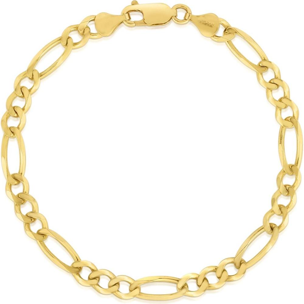 14K Yellow Gold 3.8mm Polished Figaro Chain Necklace with Lobster Clasp - 18" by Orozza Fine Jewelry